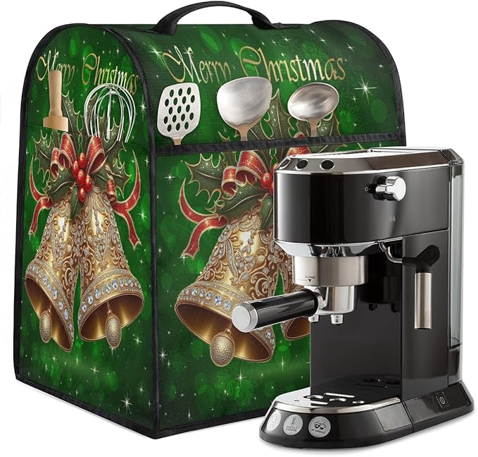 Kitchen Aid Mixer Cover Christmas Holly Bells Stand Mixer Cover Compatible with 6-8 Quarts Stand Mixers Dust Covers with Zipper Pocket Foldable Washable Kitchen Aid Organizer Bag