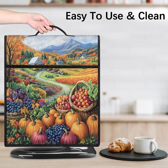 cfpolar Kitchen Aid Mixer Cover Compatible with 6-8 Quarts Autumn Grapes Pumpkin Maple Leaves Stand Mixer Cover Kitchen Aid Mixers Accessories Appliance Organizer Bag Dust Covers with Zipper Pocket
