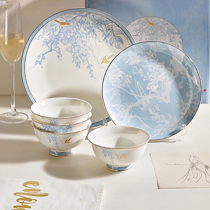 8 piece bone china dinnerware set dishes set for 2 elegant coffee cups and plates sets for party dinner christmas for mom and grandmother Modern minimalist design