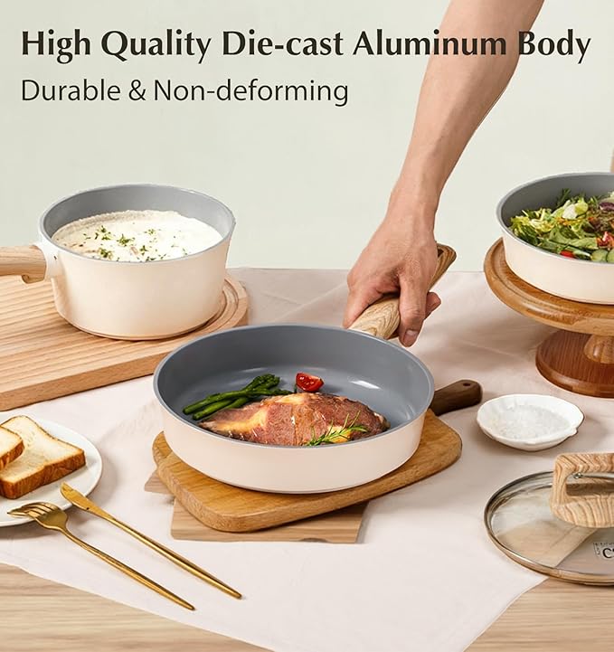KOCH SYSTEME CS Nonstick Ceramic Cookware Set Nonstick Pots and Pans Set with Stay-Cool Handles Non-toxic Ceramic Kitchen Cooking Set Induction Compatible Dishwasher Safe PFAS and PFOA Free