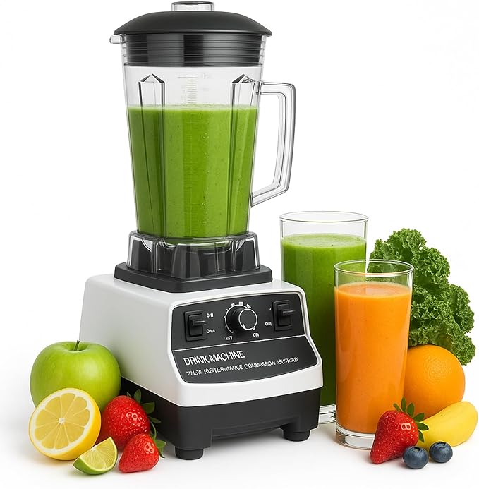 Professional Blender 1600W Commercial Smoothie Maker for Kitchen 2L Countertop Blender for Crushing Ice Frozen Fruit Soup Juice Milkshakes Adjustable Speed