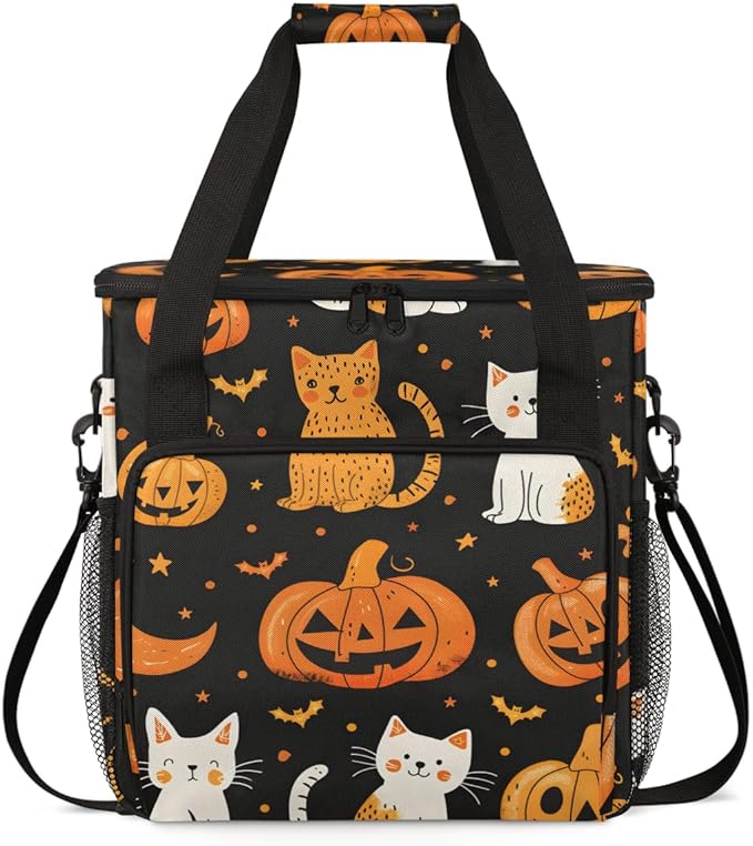 Magical Pumpkin Coffee Maker Carrying Bag Glowing Pumpkin Travel Storage Bag Compatible with K-Mini or K-Mini Plus Single Serve Coffee Brewer Carrying Case with Multiple Pockets &amp Shoulder Strap