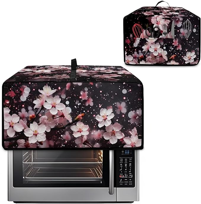 Doojoayie Small Appliance Cover 6 Slice Toaster Dust Protection Cover 19.7x16x 10 Bread Machine Protector Cherry Blossom Print Gift for Mother Wife Women Cook
