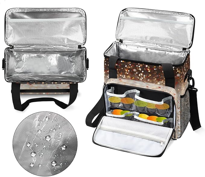 Glitter Coffee Maker Carrying Bag Gold Sequin Portable Travel Storage Tote Bag Compatible with K-Mini or K-Mini Plus Single Serve Coffee Brewer Carrying Case with Multiple Pockets &amp Shoulder Str