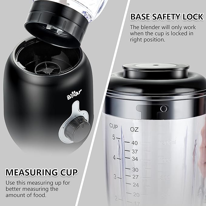 Bear Blender 2025 New 700W Smoothie Countertop Blender with 40oz Cup for Shakes and Smoothies 3-Speed for Crushing Ice Puree and Frozen Fruit with Autonomous Clean
