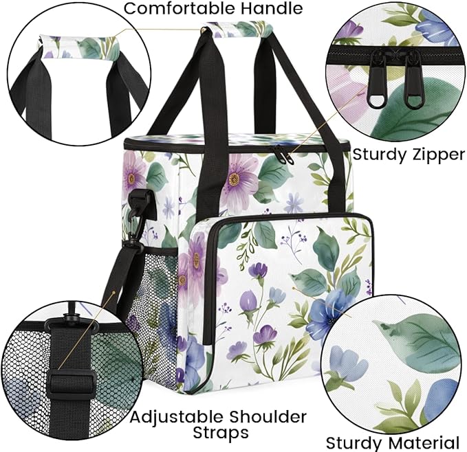 Dainty Flower Coffee Maker Carrying Bag Portable Travel Storage Tote Bag Compatible with K-Mini or K-Mini Plus Single Serve Coffee Brewer Carrying Case with Multiple Pockets &amp Shoulder Strap