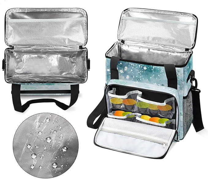 Glitter Coffee Maker Carrying Bag Blue Snow Portable Travel Storage Tote Bag Compatible with K-Mini or K-Mini Plus Single Serve Coffee Brewer Carrying Case with Multiple Pockets &amp Shoulder Strap
