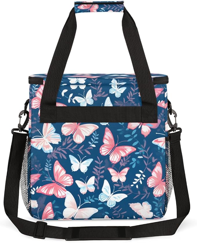 Watercolor Butterfly Coffee Maker Carrying Bag Modern Butterfly Travel Storage Bag Compatible with K-Mini or K-Mini Plus Single Serve Coffee Brewer Carrying Case with Pockets &amp Shoulder Strap