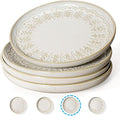 Artena Salad Plates Set Of 4 8.5 Inch Embossed Appetizer Plates Ceramic Dessert Plates &amp Plates And Bowls Sets 16 Pieces Dinnerware Sets Dish Set For 4 Ceramic Kitchen Bowl And Plate Set