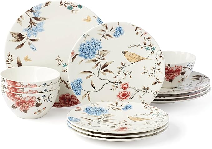 Lenox Sprig &amp Vine 12-Piece Dinnerware Set 17.30 LB White