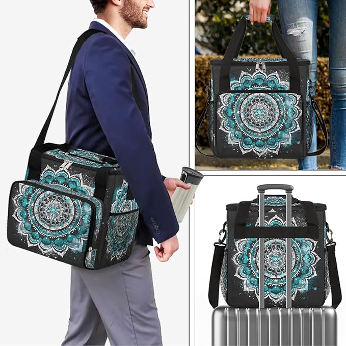 Bohemian Mandala 10 Coffee Maker Carring Bag Travel Carrying Storage Tote Bag Compatible with Keurig K-Mini or K-Mini Plus Portable Single Serve Coffee Brewer Case with Pockets for K-cup Pods