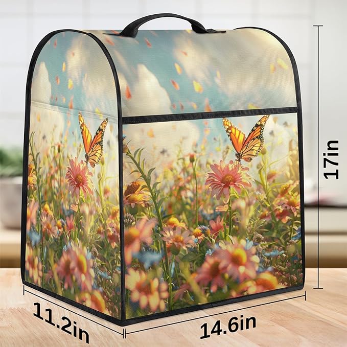 cfpolar Kitchen Aid Mixer Cover Compatible with 6-8 Quarts Butterfly Pink Flower Stand Mixer Cover Kitchen Aid Mixers Accessories Appliance Organizer Bag Dust Covers with Zipper Pocket