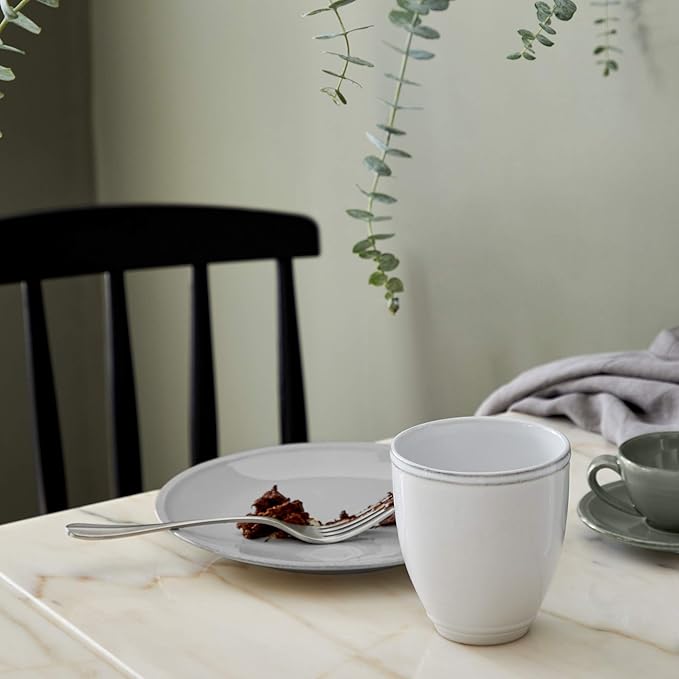 Costa Nova Ceramic Stoneware 5-Piece Place Setting Service for 1 - Friso Collection White | Microwave &amp Dishwasher Safe Dinnerware Set | Food Safe Glazing | Restaurant Quality Tableware