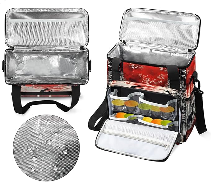 Christmas Misty Forest Coffee Maker Carrying Bag Winter Reindeer Travel Storage Bag Compatible with K-Mini or K-Mini Plus Single Serve Coffee Brewer Carrying Case with Pockets &amp Shoulder Strap