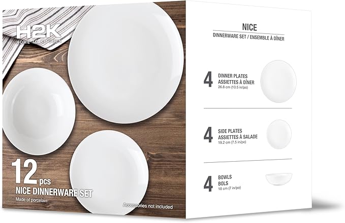 Premium Ceramic Dinnerware Sets. Plates and Bowls Sets. Dish Set. Dishes Set for 4. Platos De Cocina Dishwasher Safe White