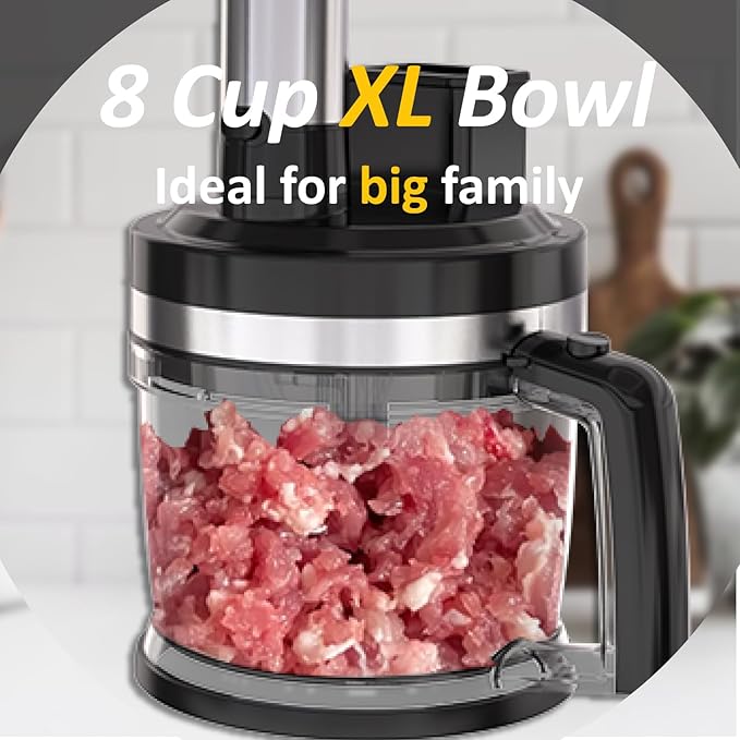 Food Processor &amp Immersion Hand Blender 2L Vegetable Chopper With Disk for Shredding Slicing Doughing Emulsfying Food Chopper Slicer Meat Grinder Mixer for Kitchen