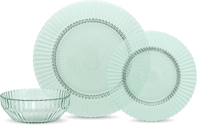 Eater x Zwiesel Fortessa Seraphina Glass 12 Piece Dinnerware Set (Service for 4) Verde Green
