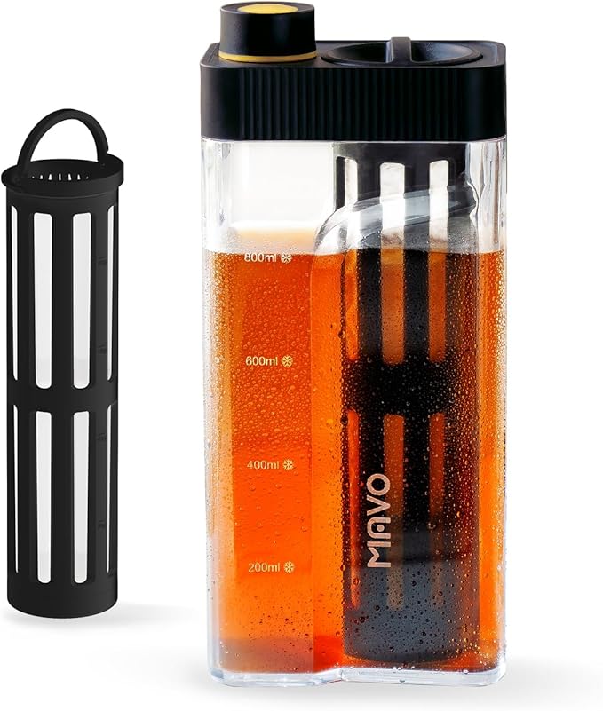 MAVO Cold Brew Coffee Maker 27oz Iced Coffee Maker and Tea Brewer Fine Mesh Filter Leak-Proof Seal Removable Design for Easy Cleaning Durable Tritan Material Space Saving - Home and Camping