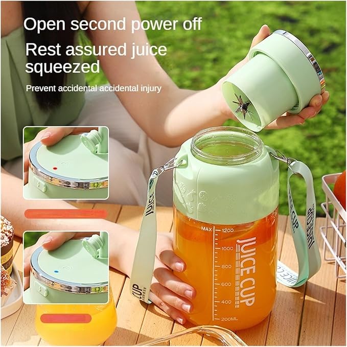 Fit for 1200ml Portable Electric Fruit Juicer with 14 Blades - USB Rechargeable Sports Bottle Mixer for Shakes and Smoothies(3)