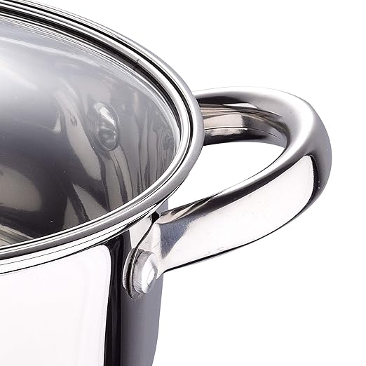 San Ignacio 7-Piece Cookware Set - Stainless Steel Includes 16 x 7.5 cm Casserole 18 x 8.5 cm Saucepan with Lid 20 x 9.5 cm Saucepan with Lid 24 x 11.5 cm Casserole with Lid