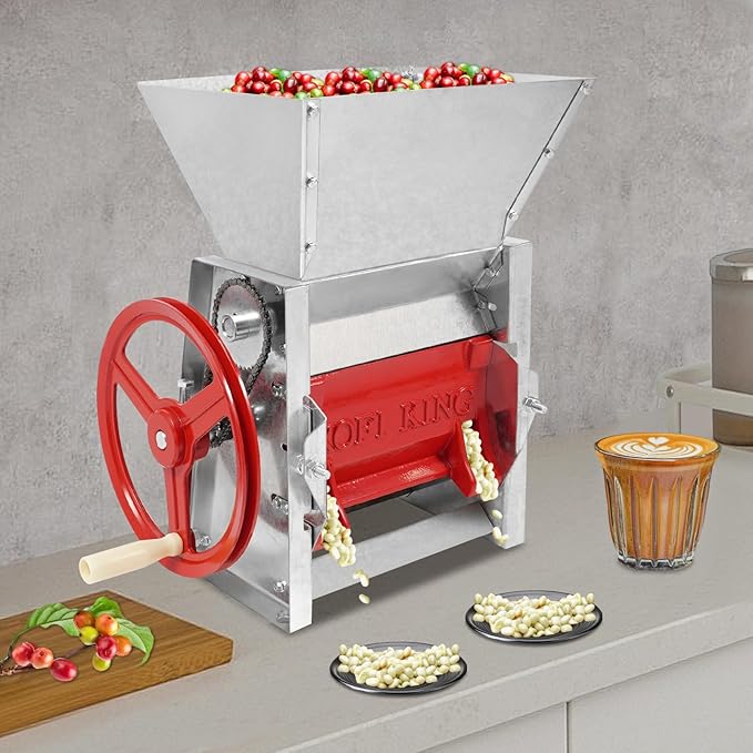 Manual Coffee Bean Peeling Machine 304 Stainless Steel Hand Crank Coffee Beans Shelling MachineCommercial Beans Peeler for Farms Homes
