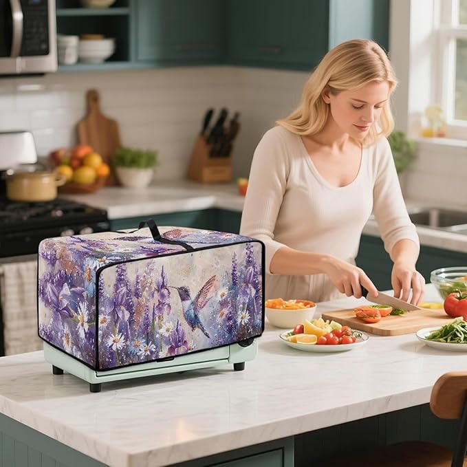 Dust-proof Toaster Oven Heat-Resistant Air Fryer Microwave Cover with Top Handle Side Protects Elevate Kitchen Style While Protecting Appliances Hummingbird Daisy