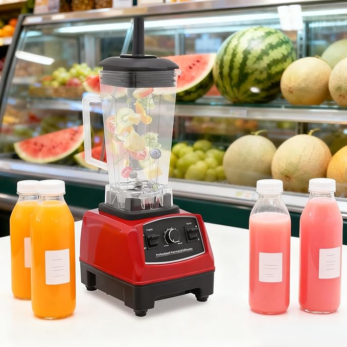 2200W Professional Smoothie Blender2L Large Capacity Commercial Blender With 10-Speed Settings 24000 Rpm High Power Blenders For Restaurant Kitchen (red)