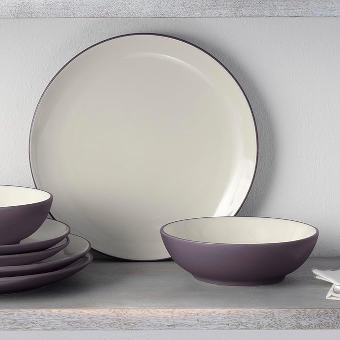 Noritake Colorwave Plum 16-Piece Coupe Dinnerware Set Service For 4