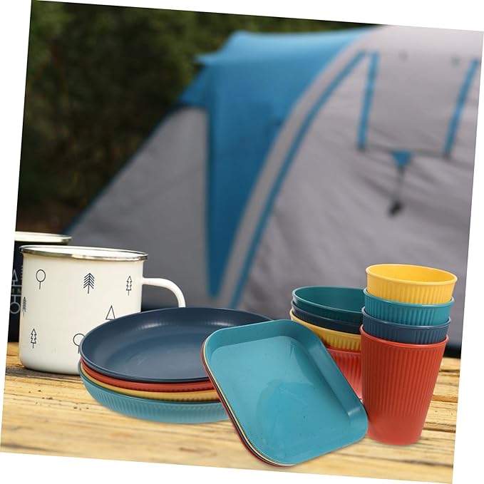Collapsible Lightweight Unbreakable Dinnerware Set Plates Bowls Cups for Outdoor Camping Parties