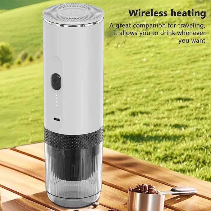 Portable Espresso Maker 20 Bar Espresso Coffee Machine 3 In 1 Travel Coffee Maker Fast Heating Compatible with Ground Coffee and Capsule for Hiking Office RV (White)