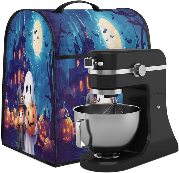 cfpolar Kitchen Aid Mixer Cover Compatible with 6-8 Quarts Halloween Cute Ghosts Pumpkin Stand Mixer Cover Kitchen Aid Mixers Accessories Appliance Organizer Bag Dust Covers with Zipper Pocket