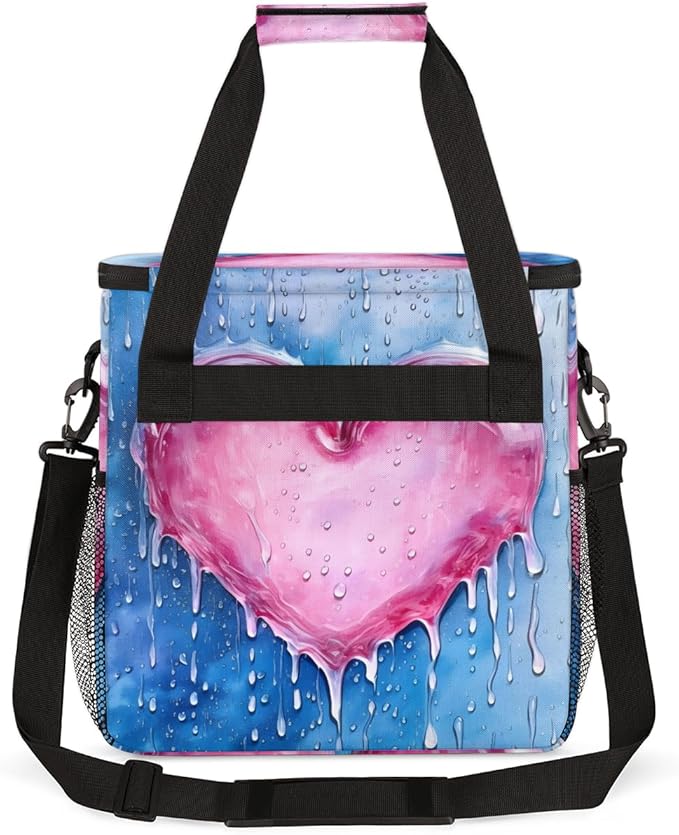 Pink Heart Coffee Maker Carrying Bag Portable Travel Storage Tote Bag Compatible with K-Mini or K-Mini Plus Single Serve Coffee Brewer Carrying Case with Multiple Pockets &amp Shoulder Strap