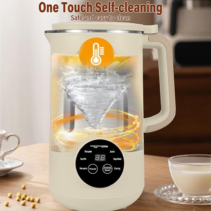 8-in-1 Automatic Soy Nut Milk Maker40oz Soy Milk Maker for Homemade AlmondOatSoy MilkRice PasteComplementary FoodJuiceMilk Maker Machine with Delay Start/Keep Warm/Self Clean/Boil Water