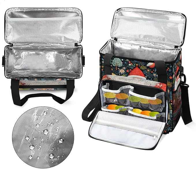 Xmas Santa Claus Coffee Maker Carrying Bag Glitter Santa Claus Travel Storage Bag Compatible with K-Mini or K-Mini Plus Single Serve Coffee Brewer Carrying Case with Pockets &amp Shoulder Strap