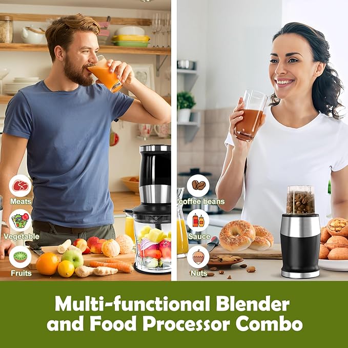 Blender and Food Processor Combo Personal Blender for Shakes and Smoothies Suitable for Kitchen Home 700W Electric Blender with Mixer Grinder/Chopper