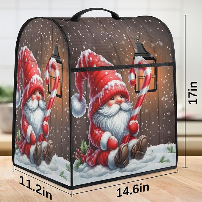 Kitchen Aid Mixer Cover Christmas Dwarf Hat Snowflakes Stand Mixer Cover Compatible with 6-8 Quarts Stand Mixers Dust Covers with Zipper Pocket Foldable Washable Kitchen Aid Organizer Bag