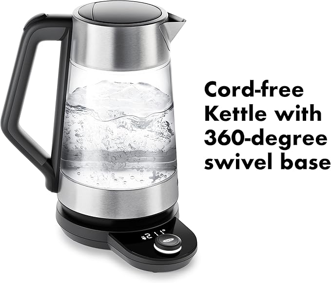 OXO Brew Adjustable Temperature Kettle (Electric) and Single Serve Pour-Over Coffee Maker Bundle