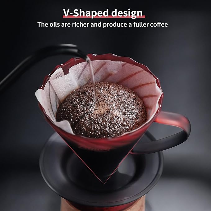 Bincoo Coffee Dripper V01Resuable Pour Over Coffee Maker With Handle-Single Coffee Filter Cone Drip Holder Slow Brewing Accessories for Home Cafe Restaurants (Blackberries)