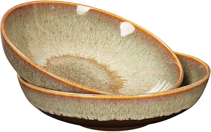 Large Pasta Bowls 56 Oz soup bowl soup plate Set of 2 Serving Salad Dinner deep Plate/Wide Bowl Microwave Oven Dishwasher Safe Kitchen Dinnerware Modern Porcelain Dishes 10 inch