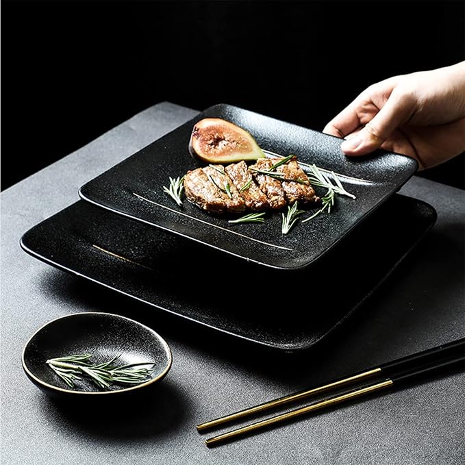 20 Pieces Porcelain Dinnerware Set Kitchen Dinner Set Square Ceramics Plates and Bowls Sets Dishes Set