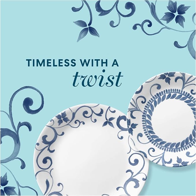 Corelle 12-Piece Dinnerware Set Service for 4 Chip Resistant Glass Artemis Vitrelle