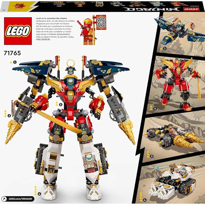 Lego NINJAGO Ninja Ultra Combo Mech 4 in 1 Set 71765 with Toy Car Jet Plane and Tank Toys Plus 7 Minifigures