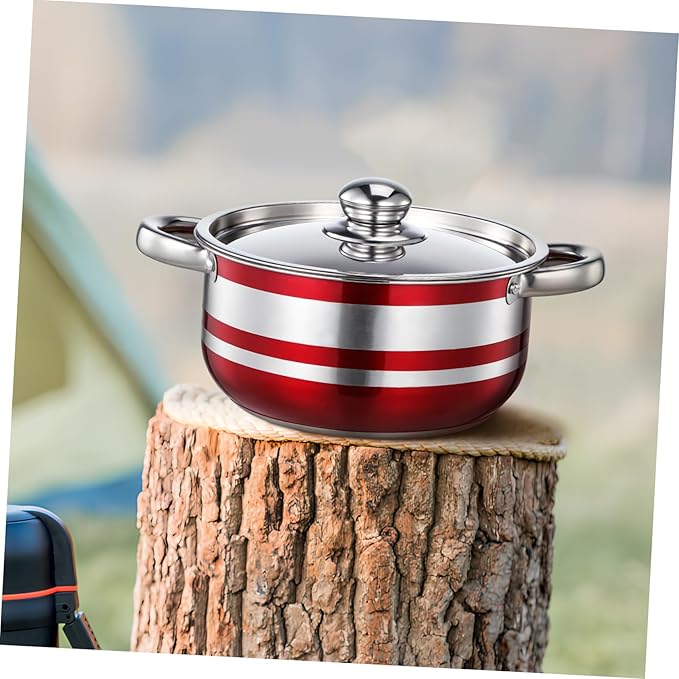 BESPORTBLE 4pcs Stainless Steel Pot Set with Base Induction Cooktop Compatible Kitchen Stockpots Easy-clean Cookware for Pasta Soup and Everyday Cooking