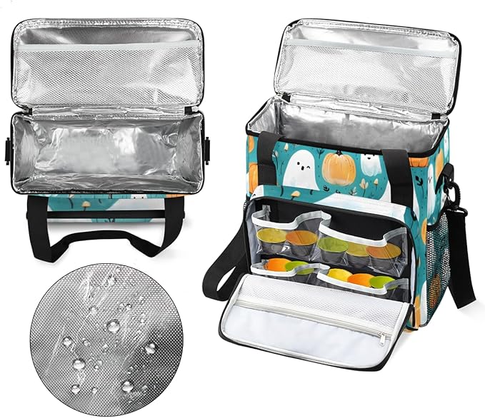 Mystical Halloween Ghosts Coffee Maker Carrying Bag Travel Storage Bag Compatible with K-Mini or K-Mini Plus Single Serve Coffee Brewer Carrying Case with Multiple Pockets &amp Shoulder Strap