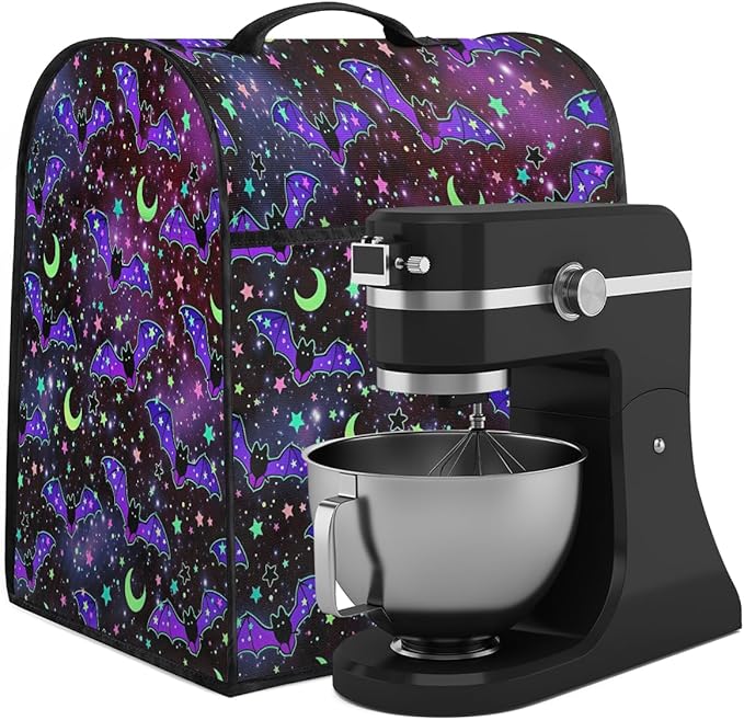 cfpolar Kitchen Aid Mixer Cover Compatible with 6-8 Quarts Bat Galaxy Moon Flower Stand Mixer Cover Kitchen Aid Mixers Accessories Appliance Organizer Bag Dust Covers with Zipper Pocket