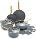 GreenPan Hard Anodized Healthy Ceramic Nonstick 8 Piece Cookware Pots and Pans Set Gold-Tone Stainless Steel Handles PFAS &amp PFOA-Free Dishwasher Safe Oven &amp Broiler Safe Charcoal