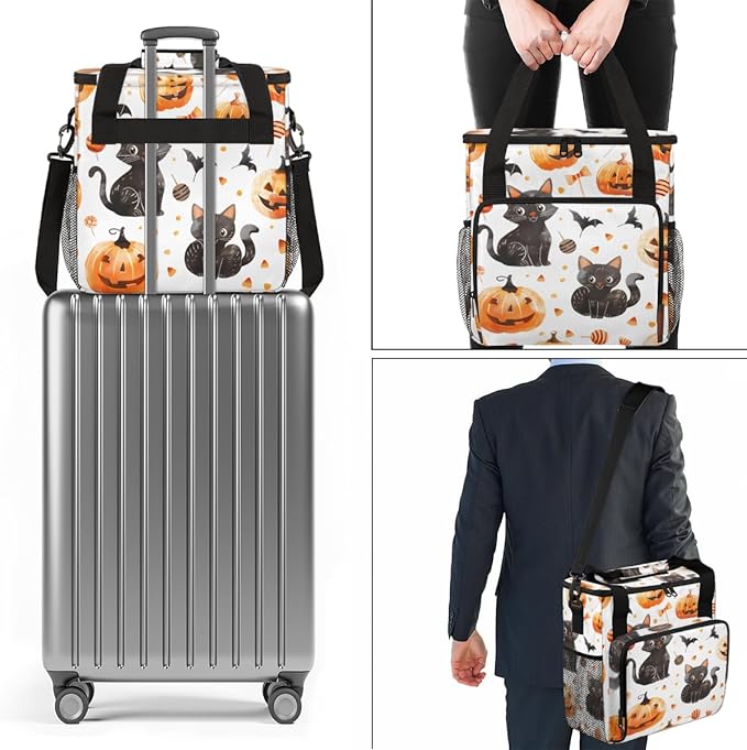 Cartoon Pumpkin Coffee Maker Carrying Bag Cat Pumpkin Travel Storage Bag Compatible with K-Mini or K-Mini Plus Single Serve Coffee Brewer Carrying Case with Multiple Pockets &amp Shoulder Strap