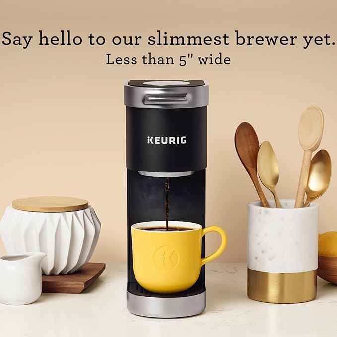 Keurig K-Mini Plus Single Serve K-Cup Pod Coffee Maker with 6 to 12oz Brew Size Stores up to 9 K-Cup Pods Travel Mug Friendly Matte Black