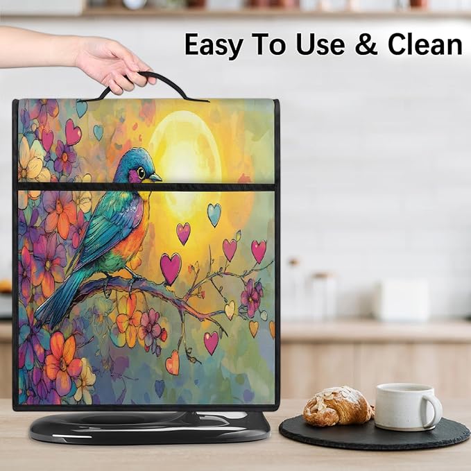 cfpolar Kitchen Aid Mixer Cover Compatible with 6-8 Quarts Vintage Bird Flowers Stand Mixer Cover Kitchen Aid Mixers Accessories Appliance Organizer Bag Dust Covers with Zipper Pocket