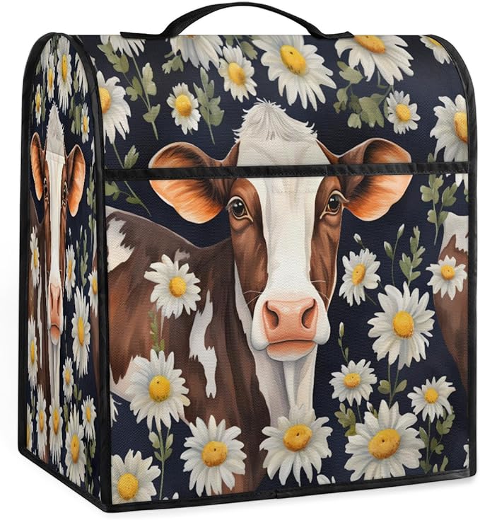 cfpolar Kitchen Aid Mixer Cover Compatible with 6-8 Quarts Flowers Daisy Cow Stand Mixer Cover Kitchen Aid Mixers Accessories Appliance Organizer Bag Dust Covers with Zipper Pocket